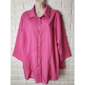 Foxcroft Wrinkle Free Womens 20W Button Up 3/4 sleeve Fuchsia Fitted
